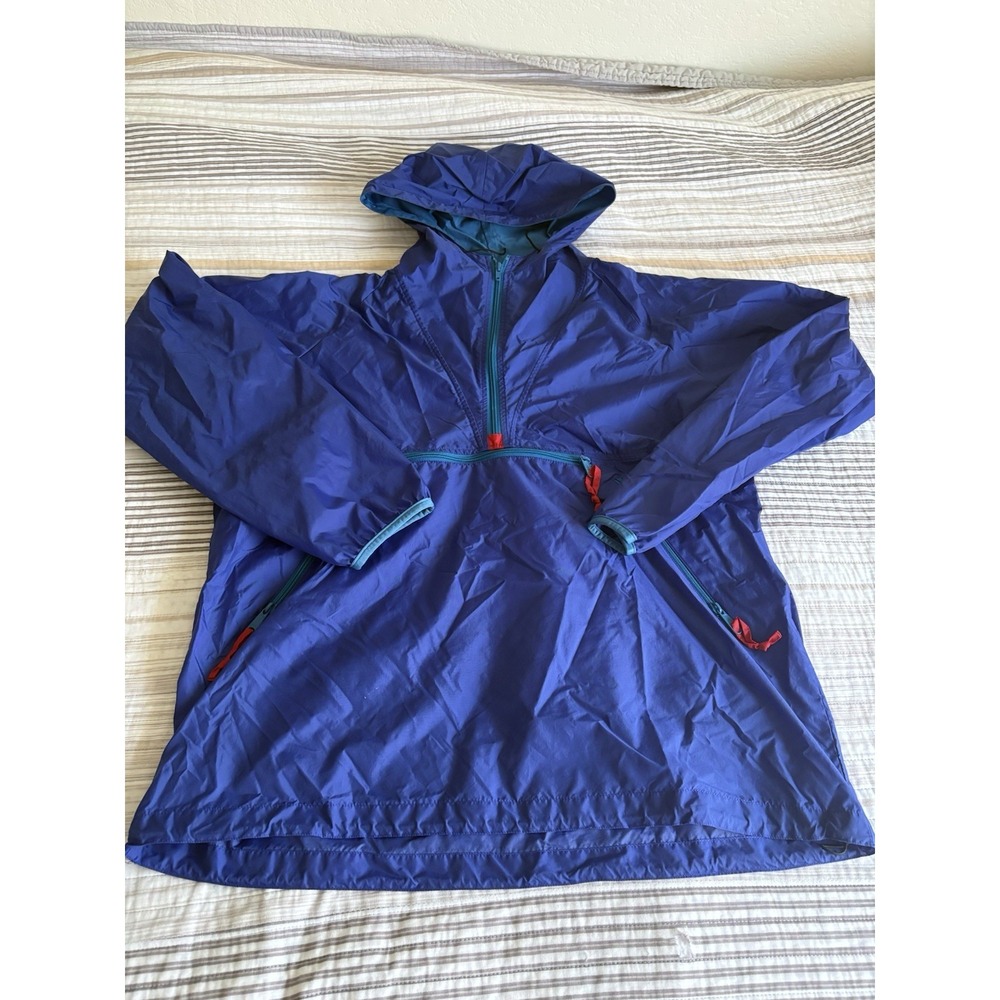 Vintage Sierra Designs Jacket Men Large Purple Anorak 1/4 Zip Hooded Windbreaker